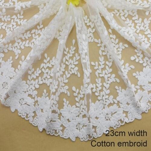 5yards 23cm Cotton embroid lace sewing ribbon guipure trim or fabric warp knitting DIY Garment Accessories free shipping#3276