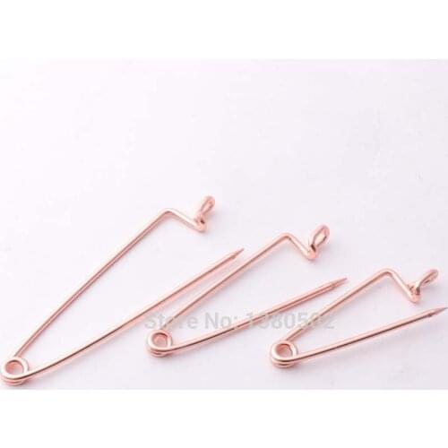 50pcs 45/35/30mm Rose gold Color unique Design metal Safety pins Decorative Garment Pins