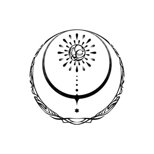 58MM×58MM Sun Moon Ring Tattoo Sticker Lasting Waterproof Personality Retro Art Girl Gothic