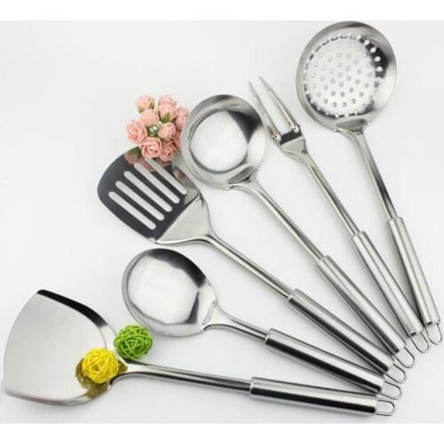 6pcs Kitchenware Stainless Steel Cooking Tool Kitchen Utensil Set Cook Turner Spatula Fork Cookware Upscale Kitchen Accessories