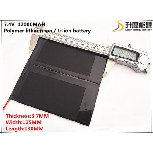 7.4V 12000mAh 37125130 Lithium Polymer Li-Po li ion Rechargeable Battery cells For Mp3 MP4 MP5 GPS mobile bluetooth