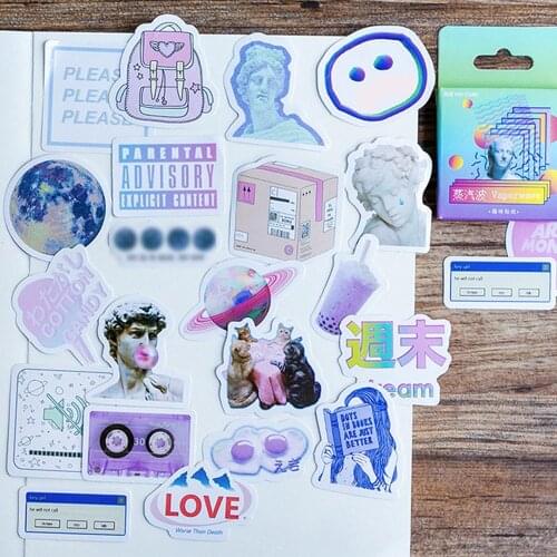 46 Sheets Vaporwave Journal Scrapbooking Decorative Sticker Fresh Funny DIY Diary Album Phone Notebook Decoration Stickers
