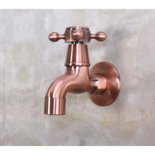 Antique Red Copper Brass Single Cross Handle Kitchen faucet wall mounted Laundry bathroom Mop Water Tap aav302