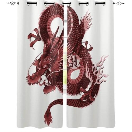 Asian Red Angry Dragon Modern Blackout Curtains For Living Room Bedroom Window Treatment Blinds Drapes Kitchen Curtains