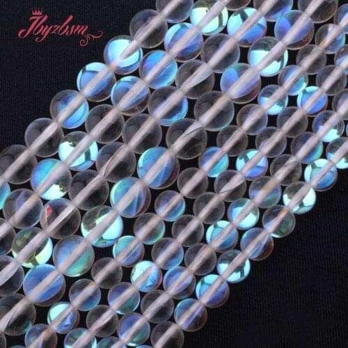 6/8/10mm Smooth Austria Crystal Moonstone White Round Beads For DIY Jewelry Making Necklace Bracelet Accessories Strand 15