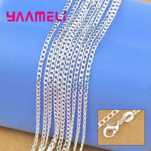 10PCS Wholesale 16-30 Inch Pure 925 Sterling Silver Cuban Curb Link Necklace Chain For Pendant Fashion Jewelry Making Findings
