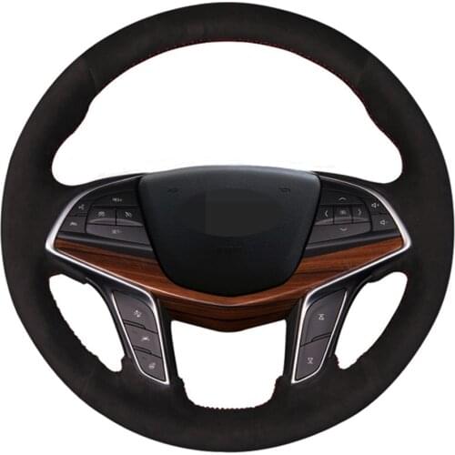 Car Steering Wheel Cover DIY Hand-stitched Black Suede For Cadillac CT6 2015-2019 XT5 2015-2018 CT6 PLUG-IN 2017