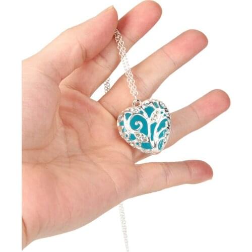 Diomedes Necklaces Magical Aqua Blue Heart Glow In The Dark Pendant Necklace Gift Necklaces Pendants Подвески кулоны Ожерелье