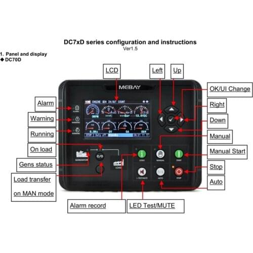 DC70D DC72D DC72DR Diesel Generator set Controller Module Gas Genset Parameters Monitoring With 4.3" LCD Screen Display