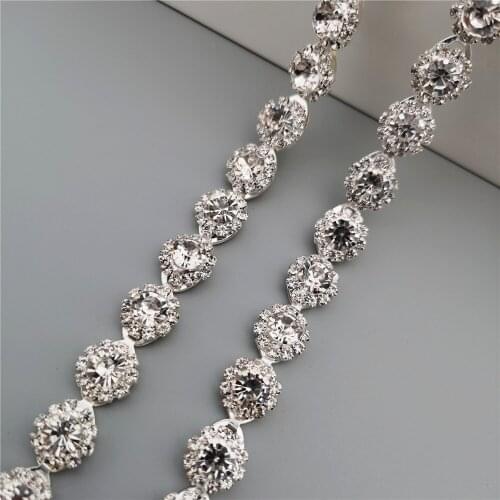 30cm Rhinestone Crystal Chain Bling Diamante Lace Diamond Trim Ribbon Necklace Applique Gem Sparkle Wedding Dress 0.47" Width