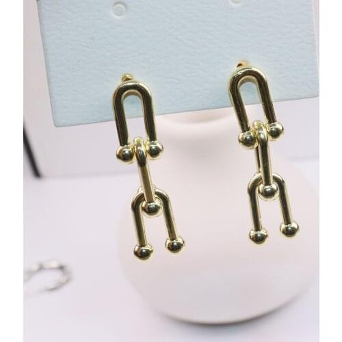 Eruifa 6pcs 37*9mm Trendy Chain Stud Hoop Connctor Gold/Silver Plated Zinc Alloy Jewelry DIY Necklace Bracelet Earrings