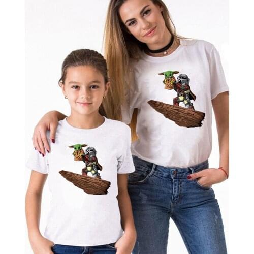 Mandalorian Star War T Shirts Summer Short Sleeve Cute Cartoon Tshirts Harajuku Hot Sale Family Matching Clothes Tee Shirts