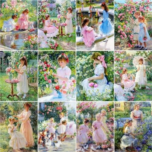 HUACAN Painting By Numbers Flower Girl For Adults Frame Paint On Canvas Picture Oil Paint By Number Figure DIY Gift Home Decor