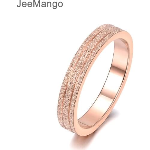 Three Lines Granulated Surface Ring Individuality Rose Gold Color Stainless Steel Jewelry Gift For New Year R18136