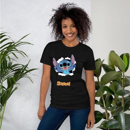 Kawaii Lilo Stitch T Shirt Women Short Sleeve Tops Funny Cartoon T-shirt Ohana Stitch Funny Cute Anime Tee Ulzzang Tshirt Female