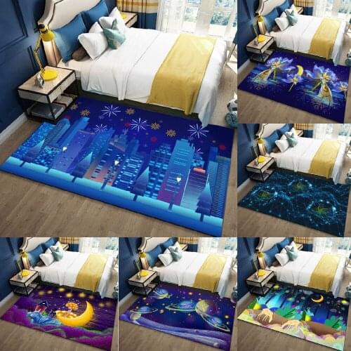 Cartoon Animal Area Rugs Non-Slip Carpet Floor Mat Galaxy Star Rug Doormats for Living room Indoor Outdoor Kids Play Mat Throw