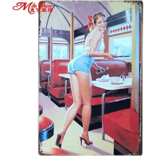 [ Mike86 ] Waitress Tin sign Art wall decoration Home Hotel Cafe Bar Vintage Metal Plaque AA-3 Mix order 20*30 CM