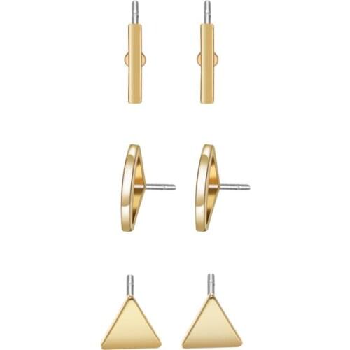 Fashion Gold Color Triangle Stud Earrings Set for Women 3 Pairs High Quality Sector Stud Earrings Set Jewelry brincos for Girls