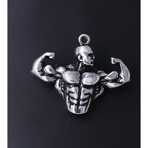 Fashion 3D Strong Muscle Hercules Metal Pendant FIT DIY Inspirational Fitness Bodybuilding Gift Jewelry Necklace for man