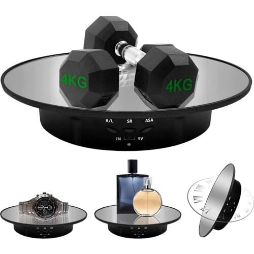 Motorized Rotating Display Stand, 7.87Inch,Mirror Covered 360 Degree Turntable Display Stand for Photography
