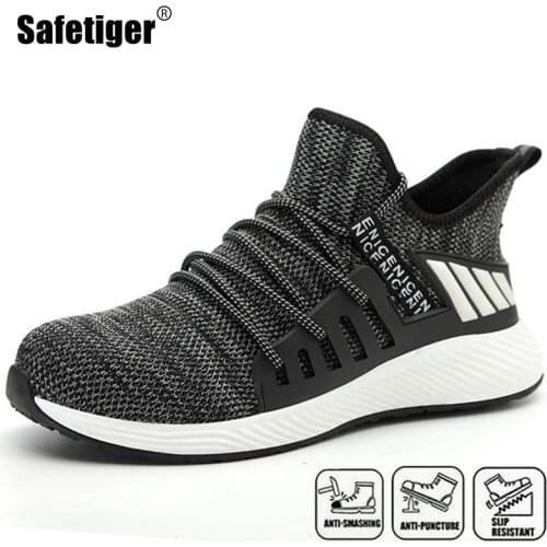 Men steel toe work shoes safety boots lightweight comfortable work boots breathable outdoor sneakers