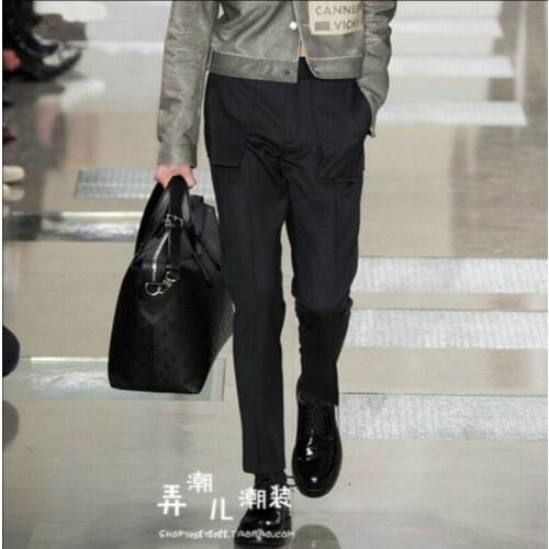 27-44 Mens Trousers Casual Slim Feet Suit Pants Handsome Multi-pocket Pants Hairstylist Tide Trousers Autumn And Winter New
