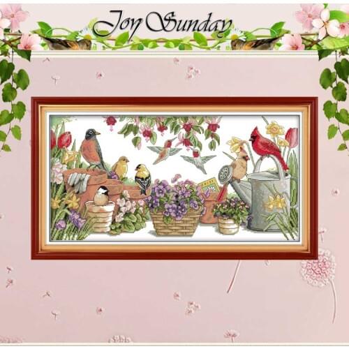 Birds Gather in Garden Counted Cross Stitch 11CT Printed 14CT Cross Stitch Set animals Cross-stitch Kits Embroidery Needlework