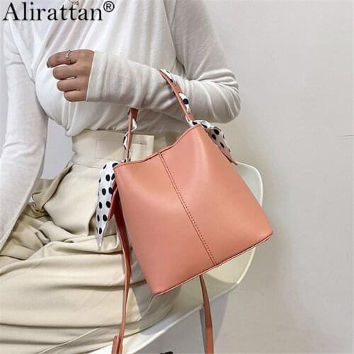 Alirattan New PU Leather Crossbody Bucket Bag For Women Designer Fashion Shoulder Messenger Bag Luxury Travel Vacation Handbags