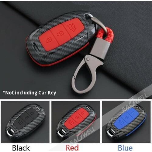 Brand new Carbon fiber + Silicone 3 Button Perfect Car Key Case Cover Keyless Remote Fob Shell Skin Holder For Hyundai Elantra
