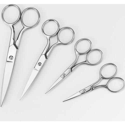 Stainless Steel Nose Hair Scissors Beard Eyebrow Facial Hairs False Eyelashes Trimmer Scissors Sharp Edge Blades