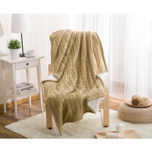 Autumn and Winter Sofa Blanket Plus Velvet Knit Casual Foreign Trade Wool Blanket European-style Composite Blanket Imitation Cas