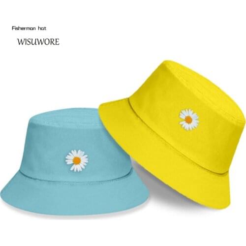 New Bucket Hat Little Daisy Panama Fisherman Hat Japanese-style Fashion Cotton Beach Student Couples Summer Sun Visor Hat