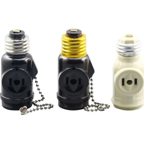 E26 Bulb Socket to 2 Outlet Adapter Light Holder Splitter with/without Pull Chain Switch for Workshop Garage