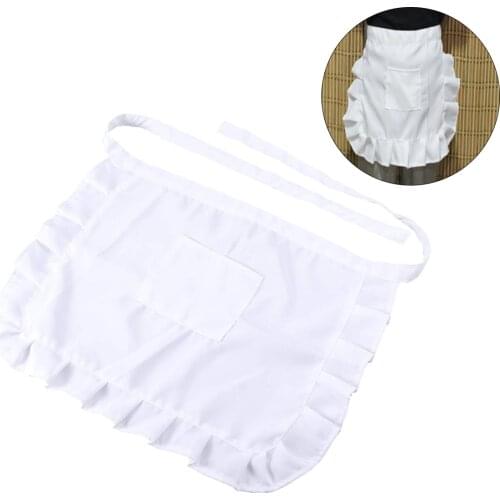 Floral Short Waist Kitchen Apron Lace Half Waist Bib Maid Costume With Pocket Kitchen Party Favors For Chef Waiter Apron