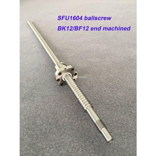 SFU1604 BallScrew 650 700 800 900 1000 mm Rolled Ball screw with single Ballnut for CNC parts BK/BF12 standard end machined