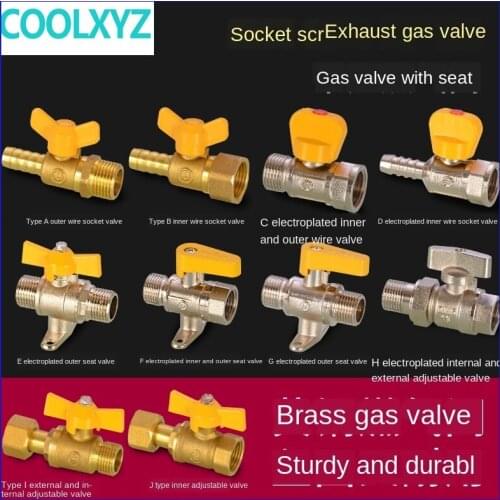 Valve 1/2IN copper natural gas ball valve domestic gas gas valve pagoda head socket inside and outside wire live with seat valve