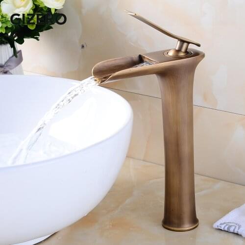Bathroom Tall Basin Faucets Solid Brass Waterfall Faucet Vanity Vessel Sink Taps Cold And Hot Mixer Deck Mounted ZR207