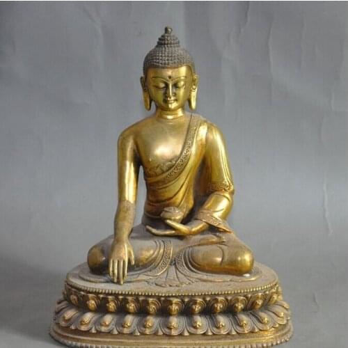 Tibetan buddhism joss bronze gilt sakyamuni Tathagata Medicine Buddha statue