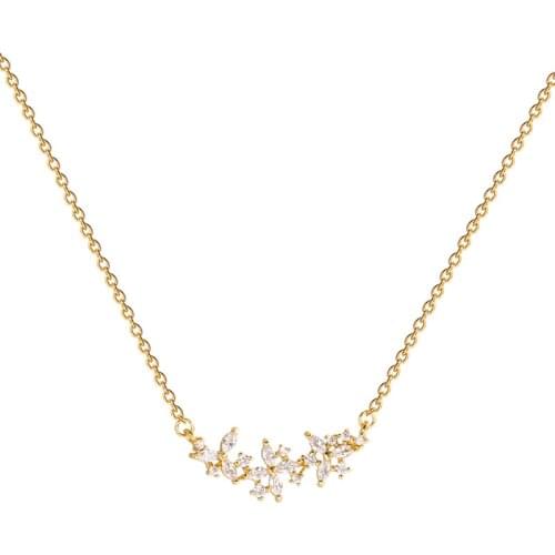 TIMEONLY Delicate Floral CZ Zirconia Choker Necklace Golden Titanium Steel Charms Necklaces for Women Girls Jewellery Party