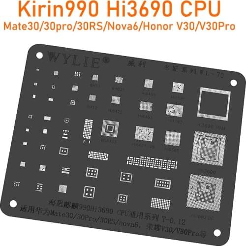 Wylie WL-70 BGA Reballing Stencil For HUAWEI Mate 30/30Pro/RS/Nova 6/Honor V30/V30Pro Kirin990 HI3690 CPU RAM Power WiFi IC Chip
