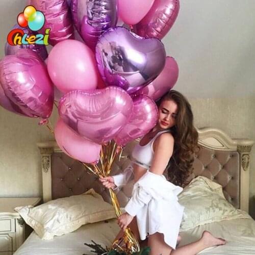 10pcs 18 inch Heart foil balloon Gold Silver Pink white birthday party wedding baby photography shower helium globos house decor