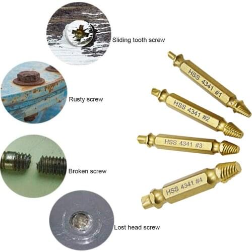 Take Out Stripped Broken Bolt Stud Remover Demolition Home Hand Woodworking Tool Parts Kit Damaged Screw Extractor Drill Bit Set