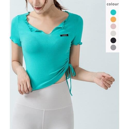 2021 Women Short Sleeve Running Shirts Slim Running Yoga T-shirts Solid Sports Shirts Quick Dry Fitness Gym Crop Tops Sport Wear