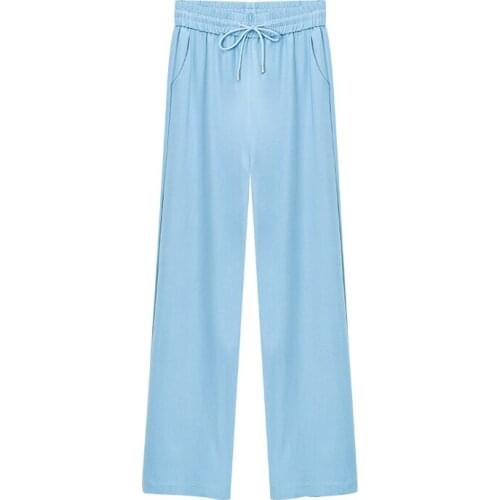 2021 Summer Womens Jeans Ice Silk Stretchy High Waist Baggy Wide Leg Denim Pants Casual Basic Light Mom Jean Trouser Plus Size