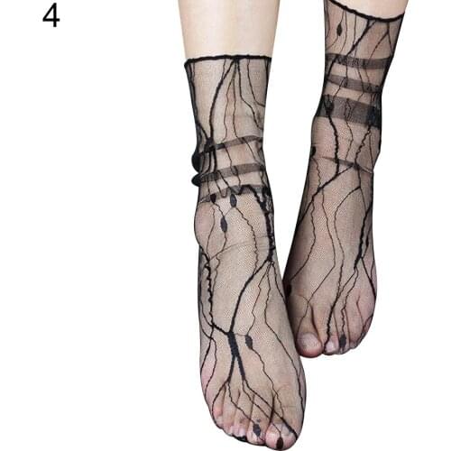 Women Fashion Star Grid Lace Socks Sexy See-through Gift Party Home