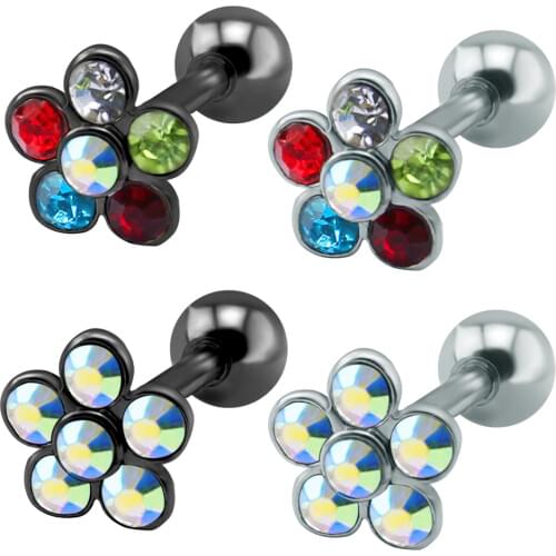 Multicolor Flower Stud Earrings with Colorful Zircon Small Earrings For Women Bijouterie CZ Earrings Stud Cute Flower Brincos