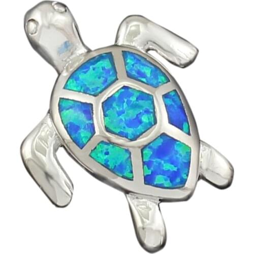 Hot Sale Blue White Green Fire Opal Turtle Women Jewelry Silver Plated Pendant Free Chain and Box OP408