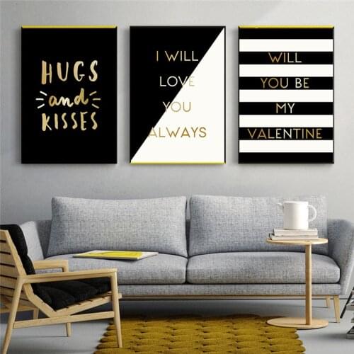 Gold Black White Quote Modern Home Decor Print Nordic Canvas Painting Minimalist Picture Wall Art Letter Living Room Painting