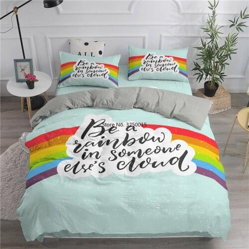 2-3 Pcs 3D Heart Printed Simple Bedding Sets English Letter Printing Kid Duvet Cover Pillowcase Bed Set Girl Adult Bedclothes