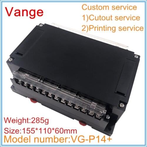 2pcs/lot PLC industrial control chassis junction box 155*110*60mm ABS plastic enclosure housing diy case terminal block for PCB